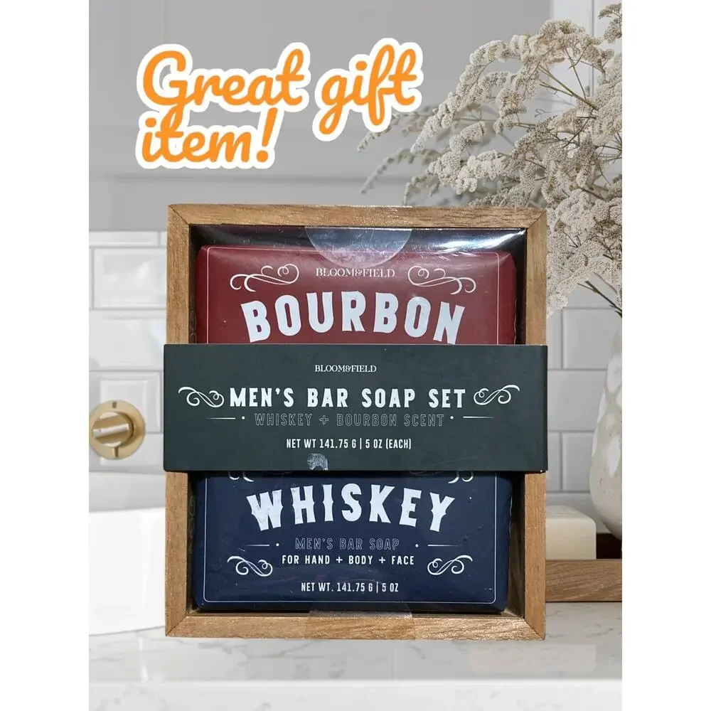 Bloom & Field- Whiskey Soap Bar‎ Set Of 2 Whiskey + Bourbon Scent For hands body